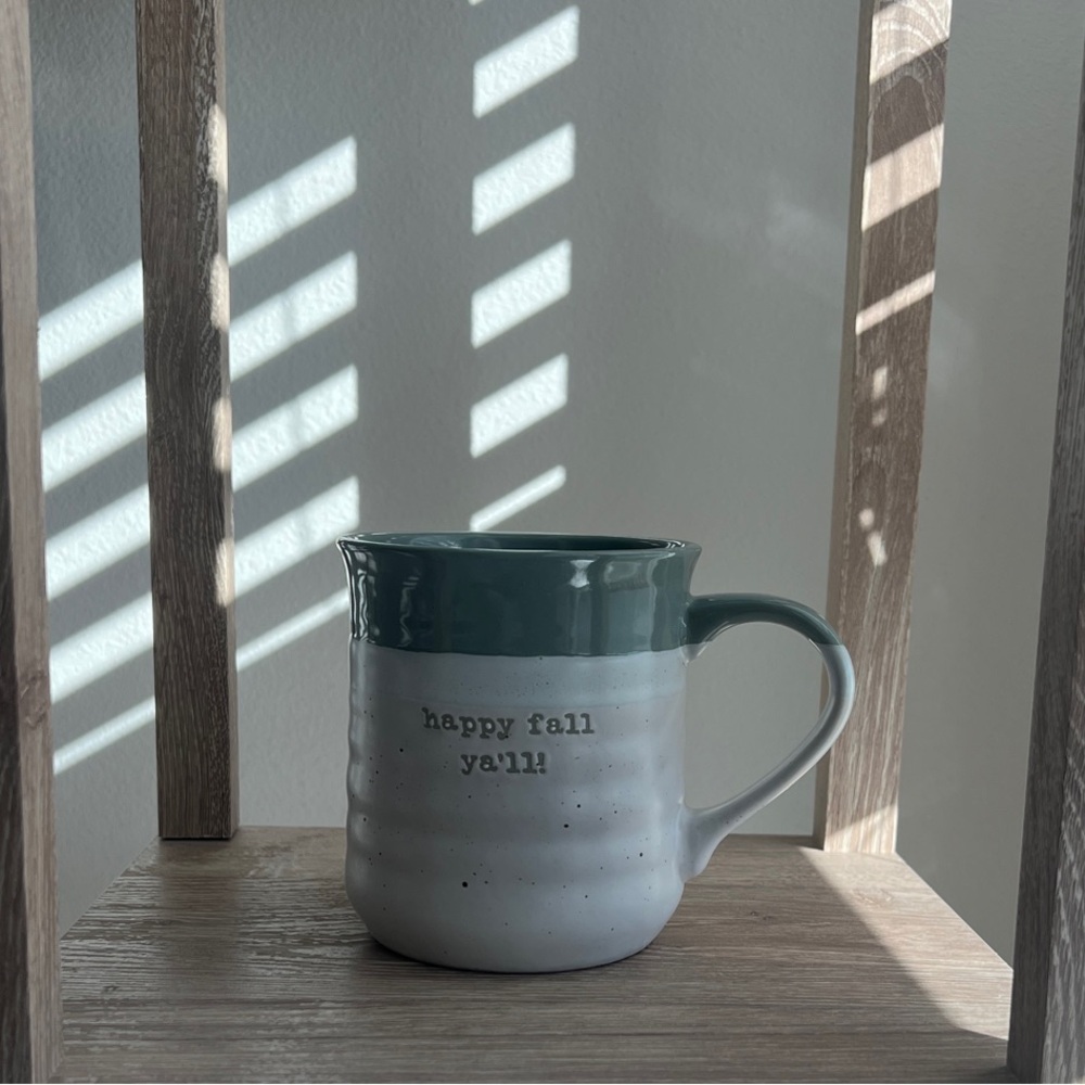 Fall coffee mug- Green and White
